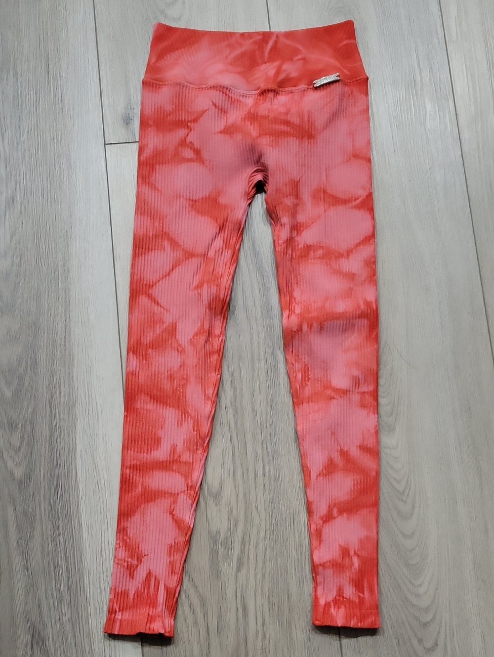 Bombshell Sportswear Red Tie-Dye Ribbed Leggings